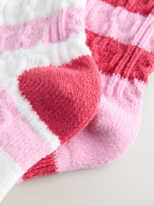 Pink/Cream Cable Boots Socks 2 Pack image 3
