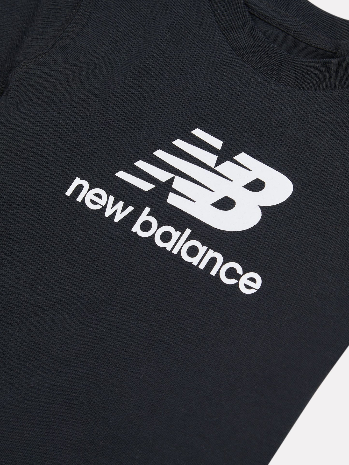 New Balance Black Stacked Logo Cotton T-Shirt image 3