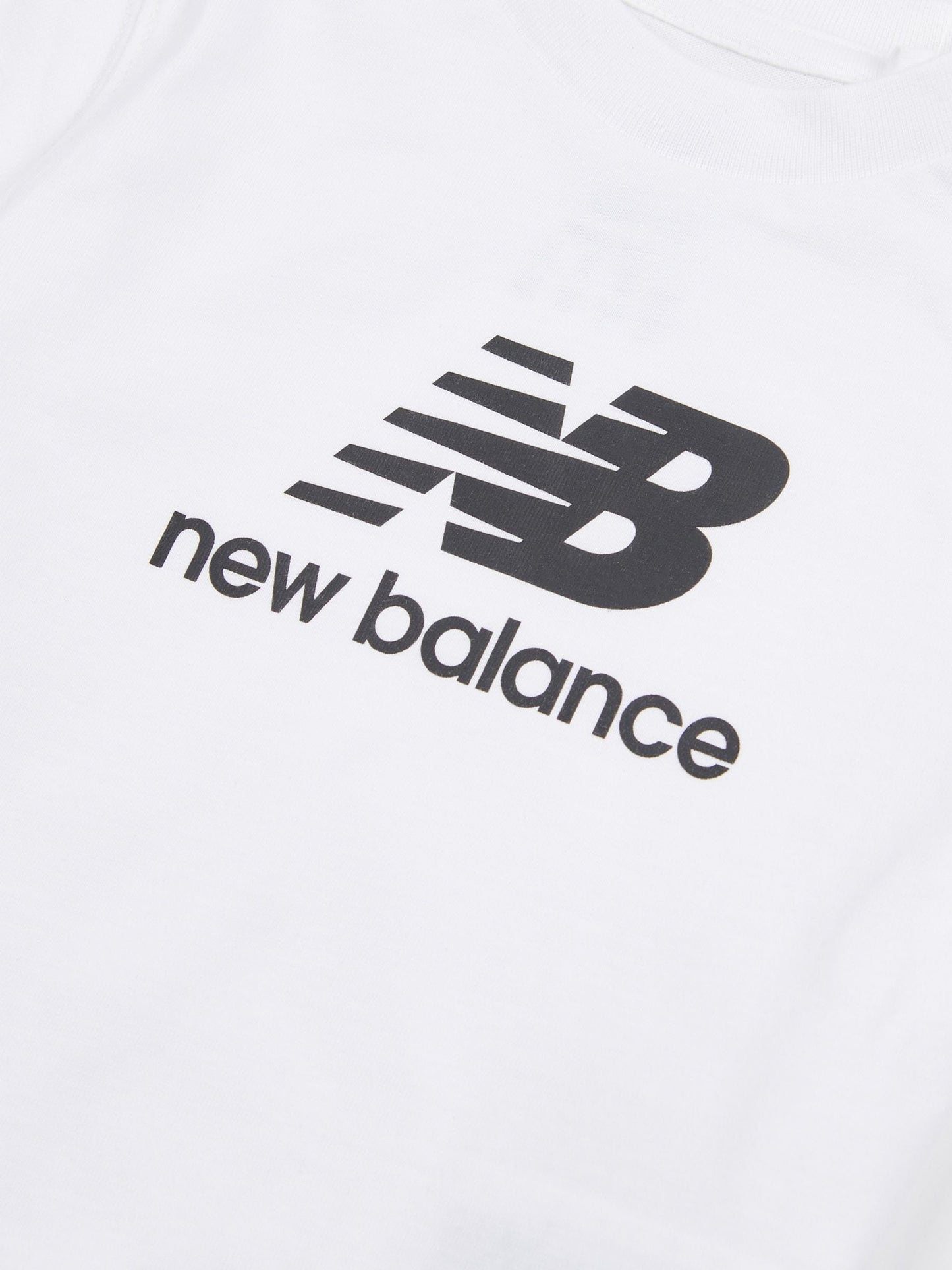 New Balance White Stacked Logo Cotton T-Shirt image 3