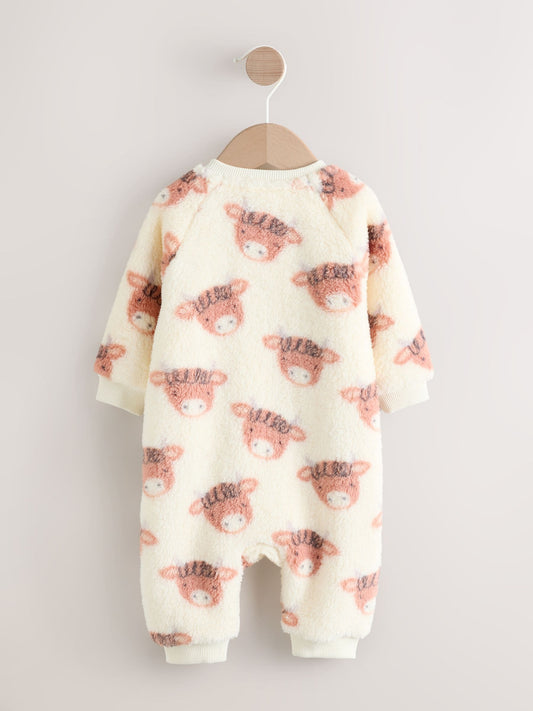 Ecru Hamish Baby Heavy Fleece Sleepsuit image 3