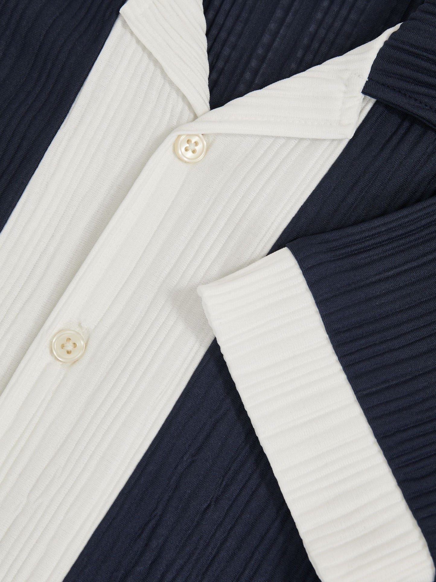 Dsiney Kidz - Reiss Navy/White Armen 9-13 yrs Plissé Colour-Block Shirt image 4