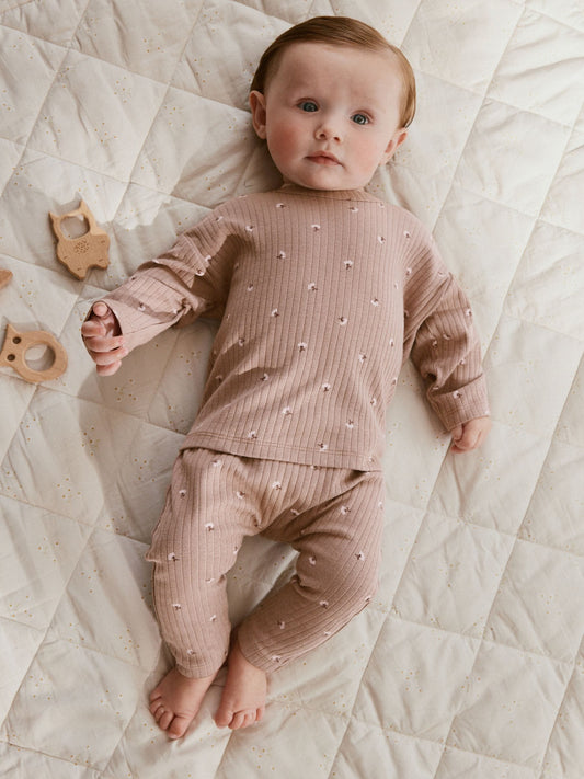 Dsiney Kidz - Pink/ Cream/ Brown Print Baby Long Sleeve Top And Leggings 6 Piece Set (0mths-2yrs) image 2