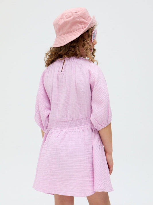 Dsiney Kidz - Raffya Purple Soipoi Double Cloth 100% Cotton Dress image 2