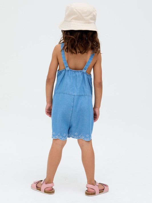Dsiney Kidz - Raffya Blue Rachel Embroidered 100% Cotton Romper image 2