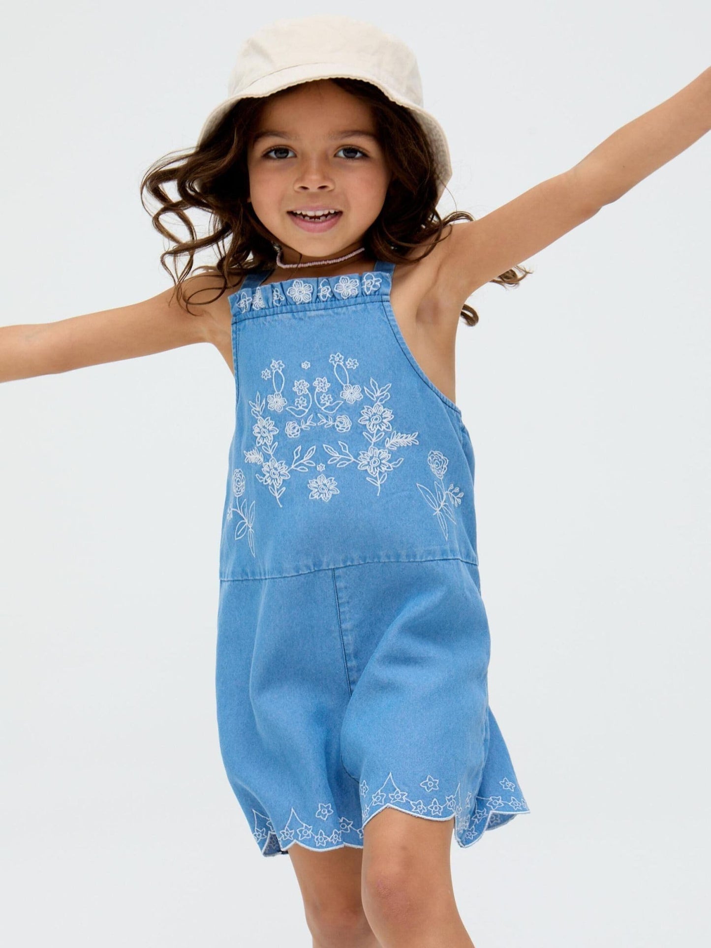 Raffya Blue Rachel Embroidered 100% Cotton Romper image 4