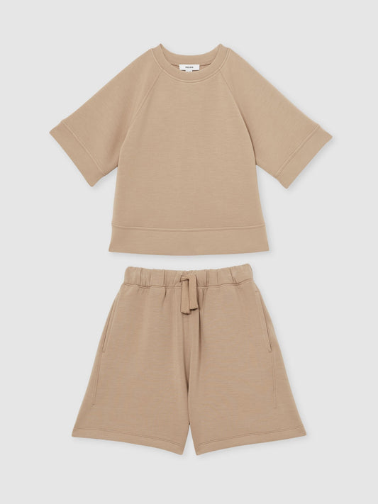 Reiss Mink Selena 9-13 yrs Modal-Blend Sweatshirt And Shorts Set image 2
