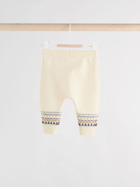 Cream Fairisle Knitted Top and Leggings Set (0mths-2yrs) image 3