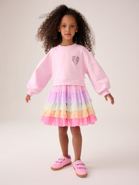 Dsiney Kidz - Little Bird by Jools Oliver Pink Sweat And Rainbow Tutu Dress image 2