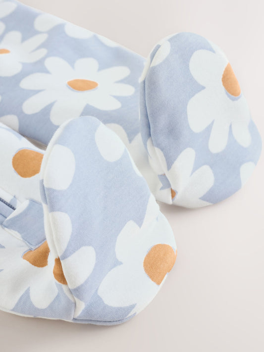 Blue Flower 2.5 TOG Wadded Baby Sleepsuit image 3