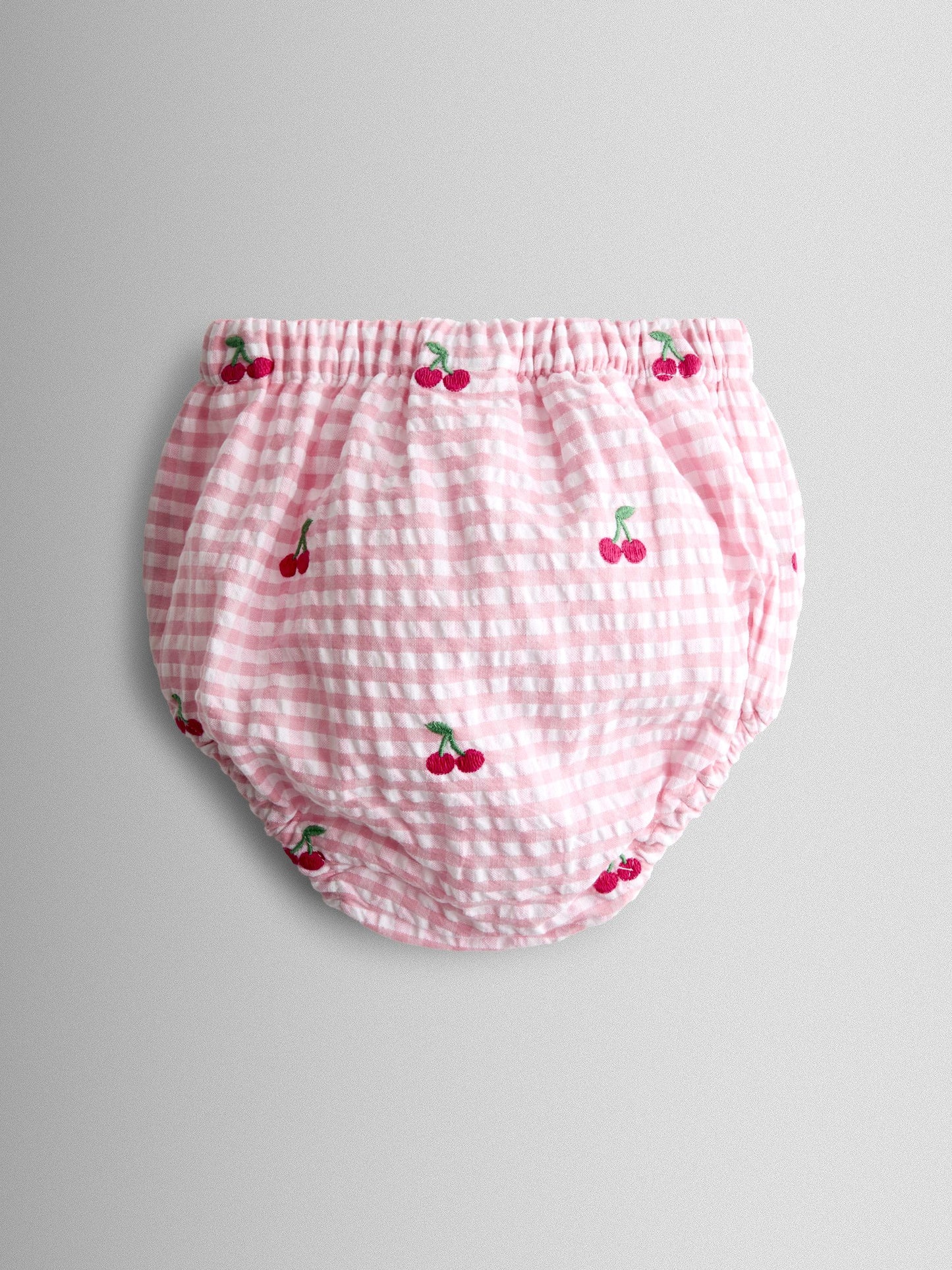 JoJo Maman Bébé Pink Cherry Embroidered Scalloped Baby Dress & Hat Set image 5
