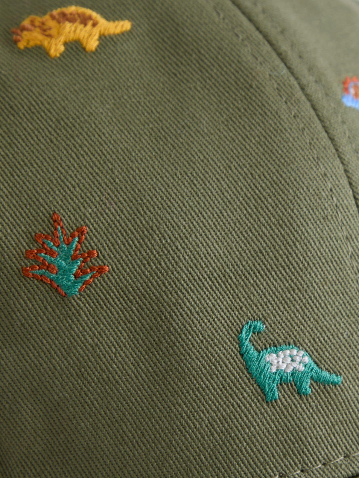 JoJo Maman Bébé Khaki Green Dinosaur Embroidered Cap image 4