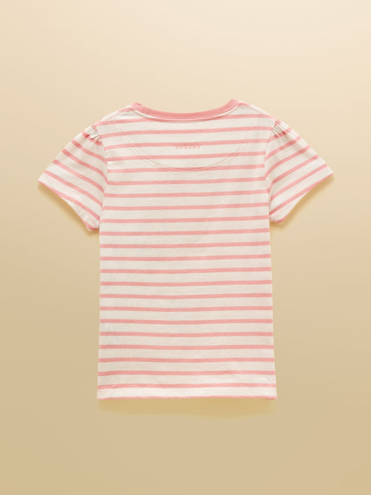 Dsiney Kidz - Joules Official Badminton Pink & Cream Stripe Horse Applique T-shirt image 2