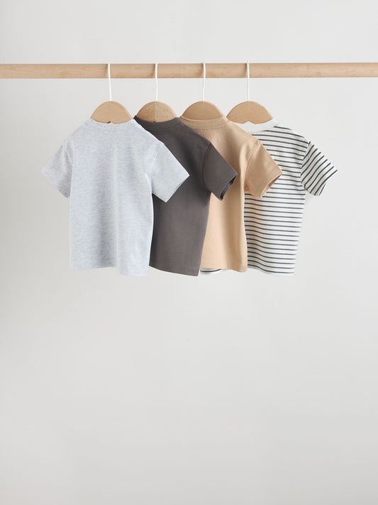 Mono/Neutral Short Sleeve Baby T-Shirts 4 Pack (0mths-2yrs) image 2
