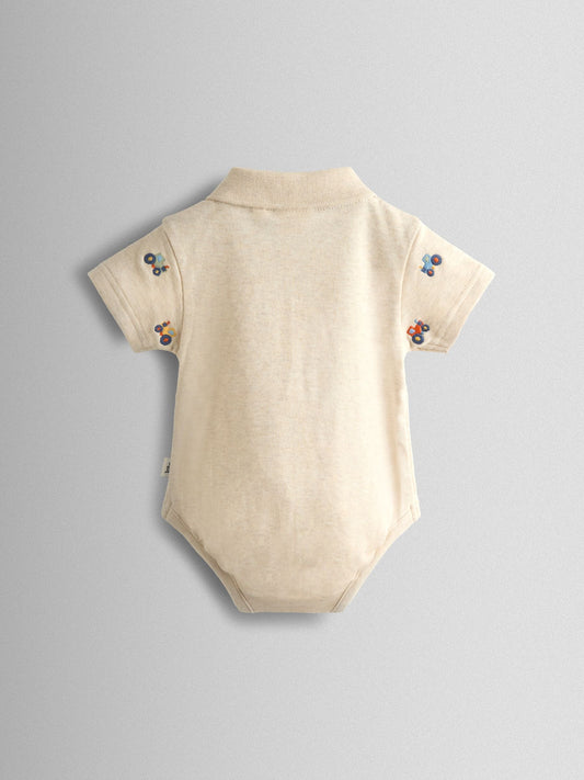Dsiney Kidz - JoJo Maman Bébé Natural Tractor Embroidered Polo Body image 2