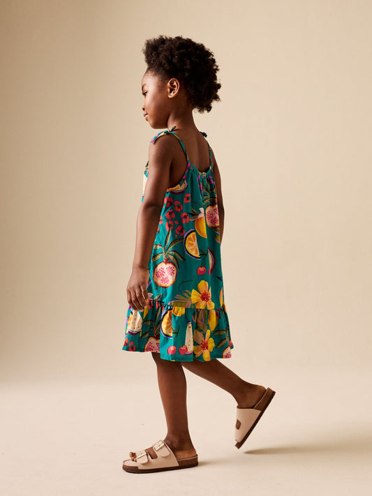 Dsiney Kidz - Green Tropical Angel Sleeve Dress (3-16yrs) image 2
