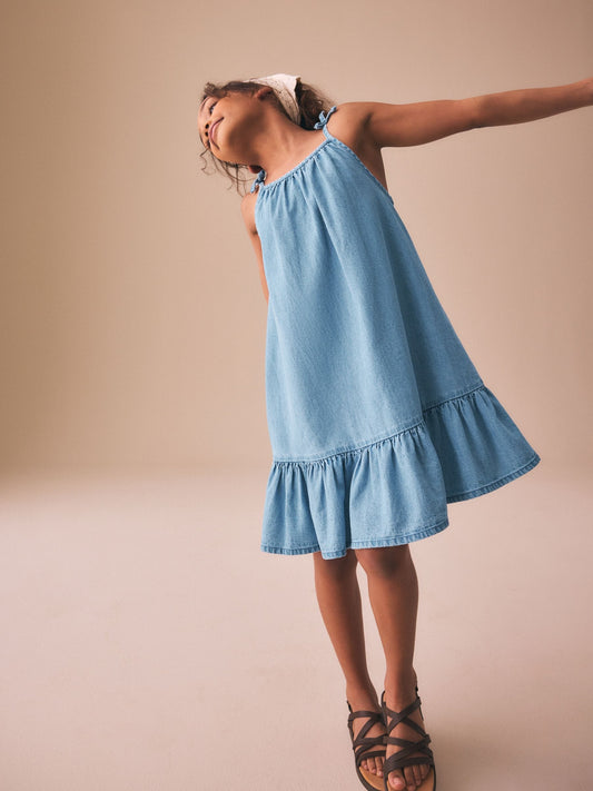 Dsiney Kidz - Blue Denim Angel Sleeve Dress (3-16yrs) image 2