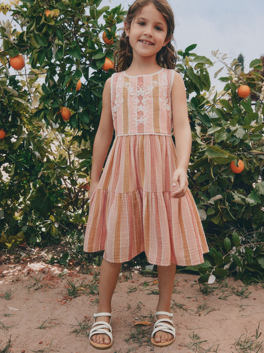 Dsiney Kidz - Rust Brown Embroidered Sleeveless Dress (3-16yrs) image 2