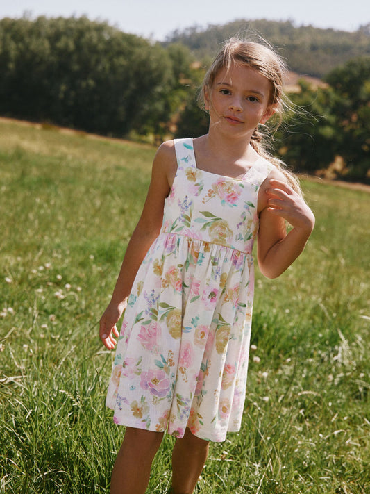 White Floral Linen Summer Dress (3-16yrs) image 2