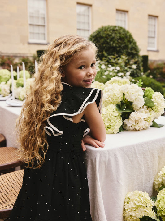 Dsiney Kidz - Black Spot Ruffle Sleeve Occasion Dress (3-16yrs) image 2