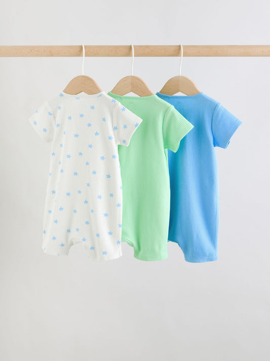 Blue Two Way Zip Baby Rompers 3 Pack (0mths-3yrs) image 2