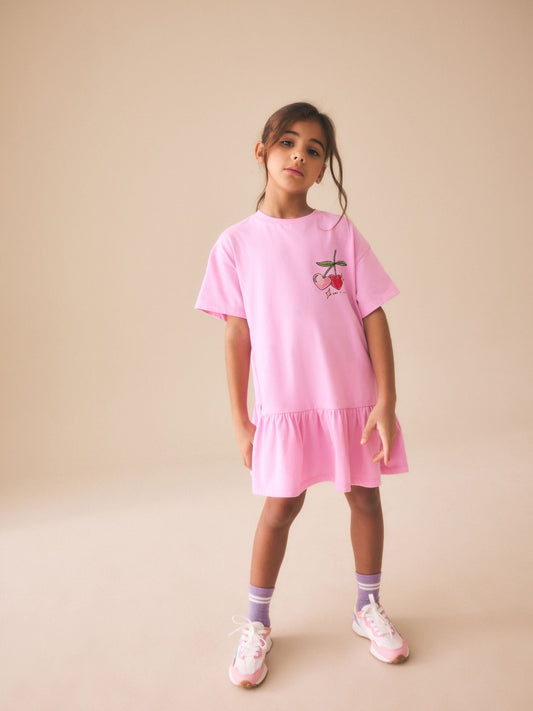Pink Print T-Shirt Dress (3-16yrs) image 2
