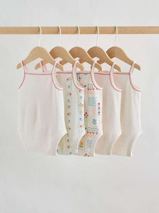 Cream Vest Baby Bodysuits 5 Pack image 2