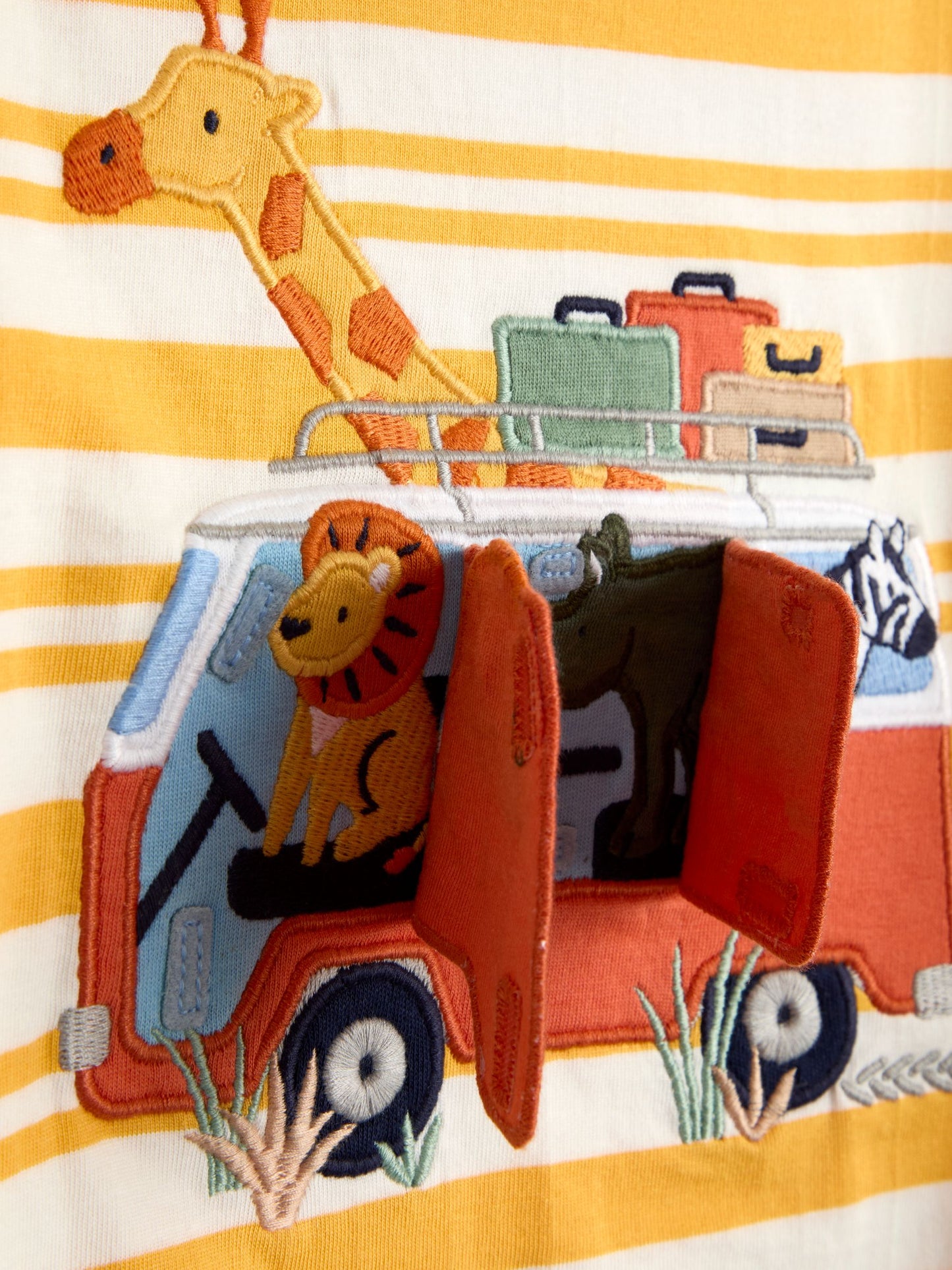 JoJo Maman Bébé Yellow Safari Appliqué T-Shirt image 3