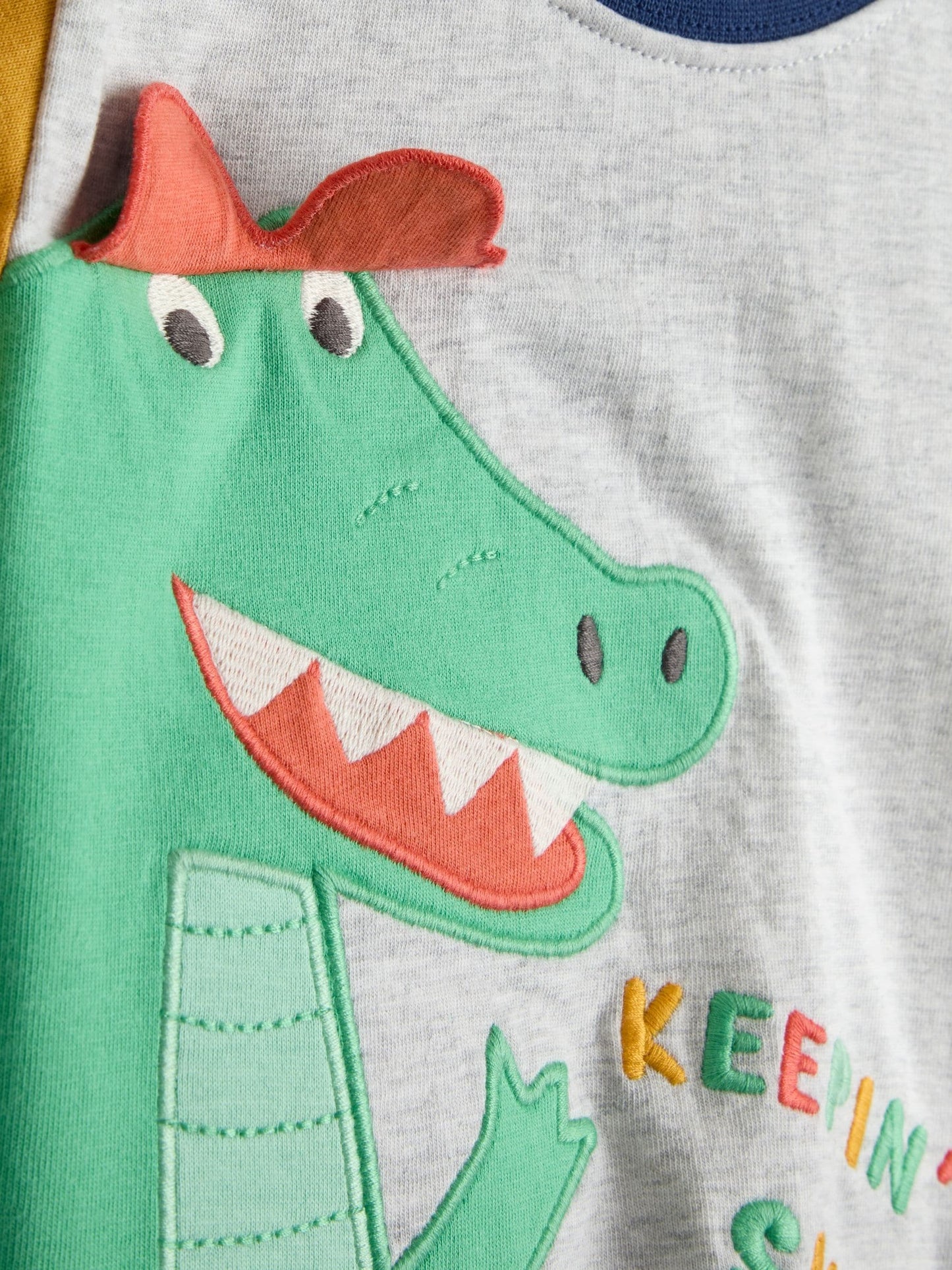 Dsiney Kidz - JoJo Maman Bébé Grey Crocodile Character Applique T-Shirt image 3
