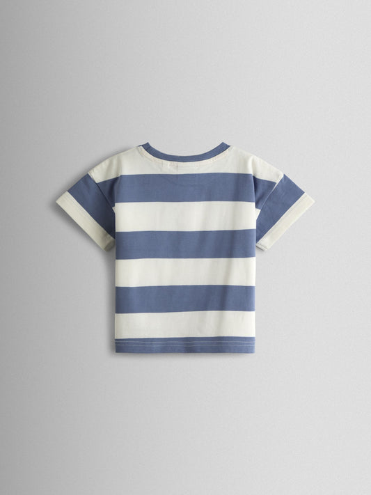 JoJo Maman Bébé Blue Stripe Campervan Pocket Appliqué T-Shirt image 2