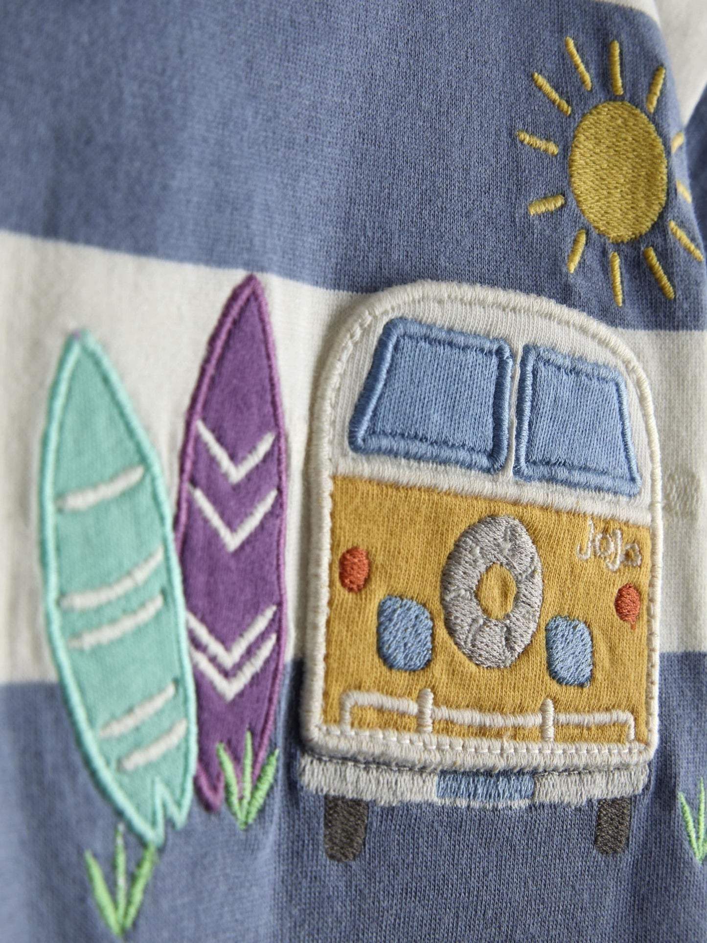 Dsiney Kidz - JoJo Maman Bébé Blue Stripe Campervan Pocket Appliqué T-Shirt image 4