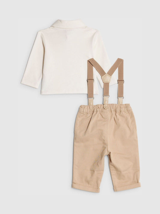 River Island Brown Baby Boys Gingerbread Dungaree Set