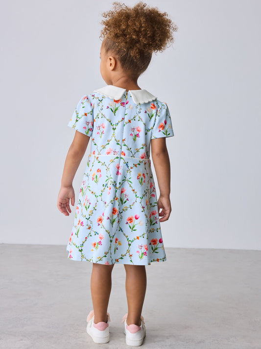 Dsiney Kidz - Baker by Ted Baker Blue Trellis Print Floral Ponte Dress image 2