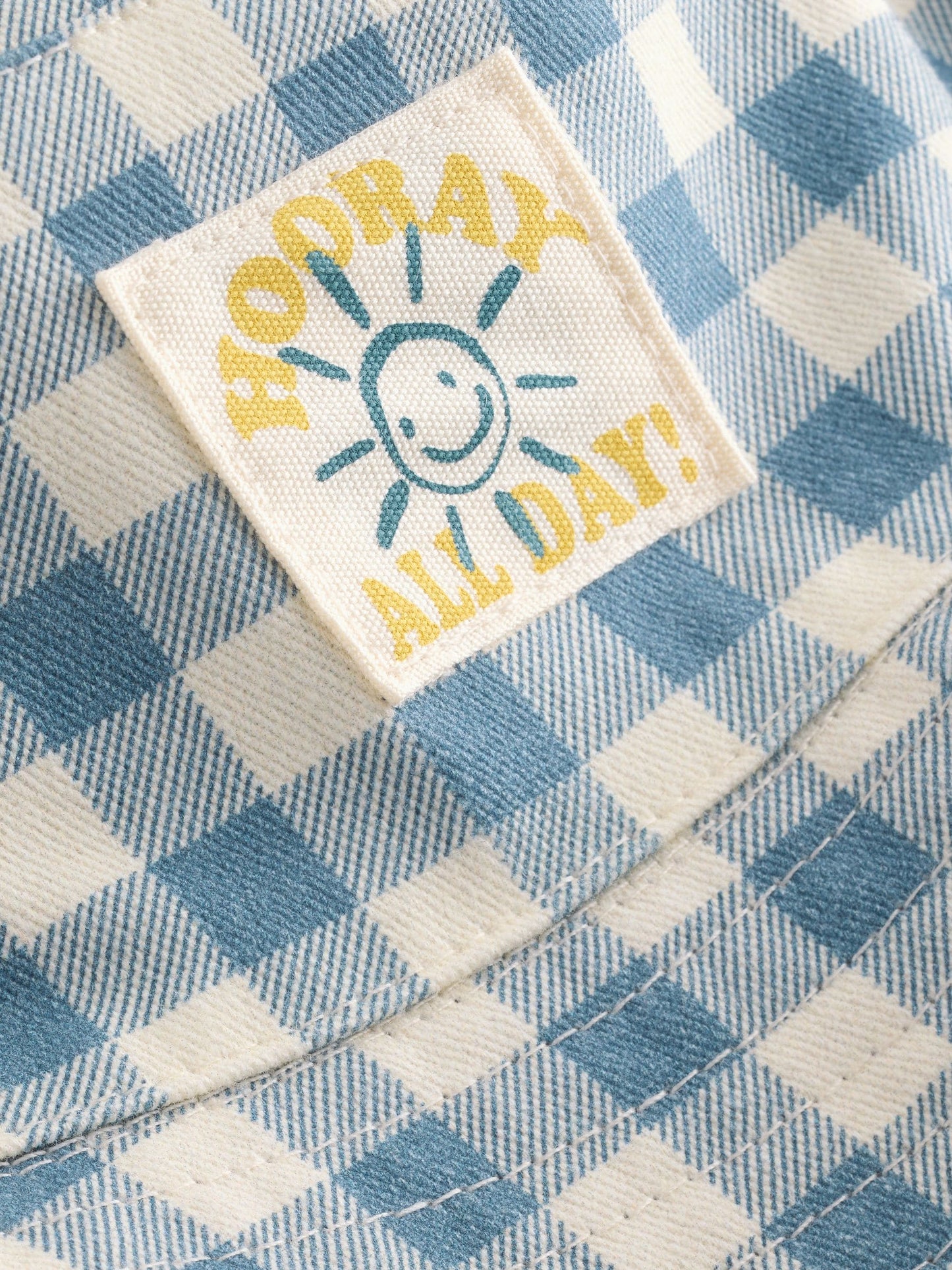 White/Blue Gingham Check Reversible Bucket Hat (3mths-16yrs) image 5