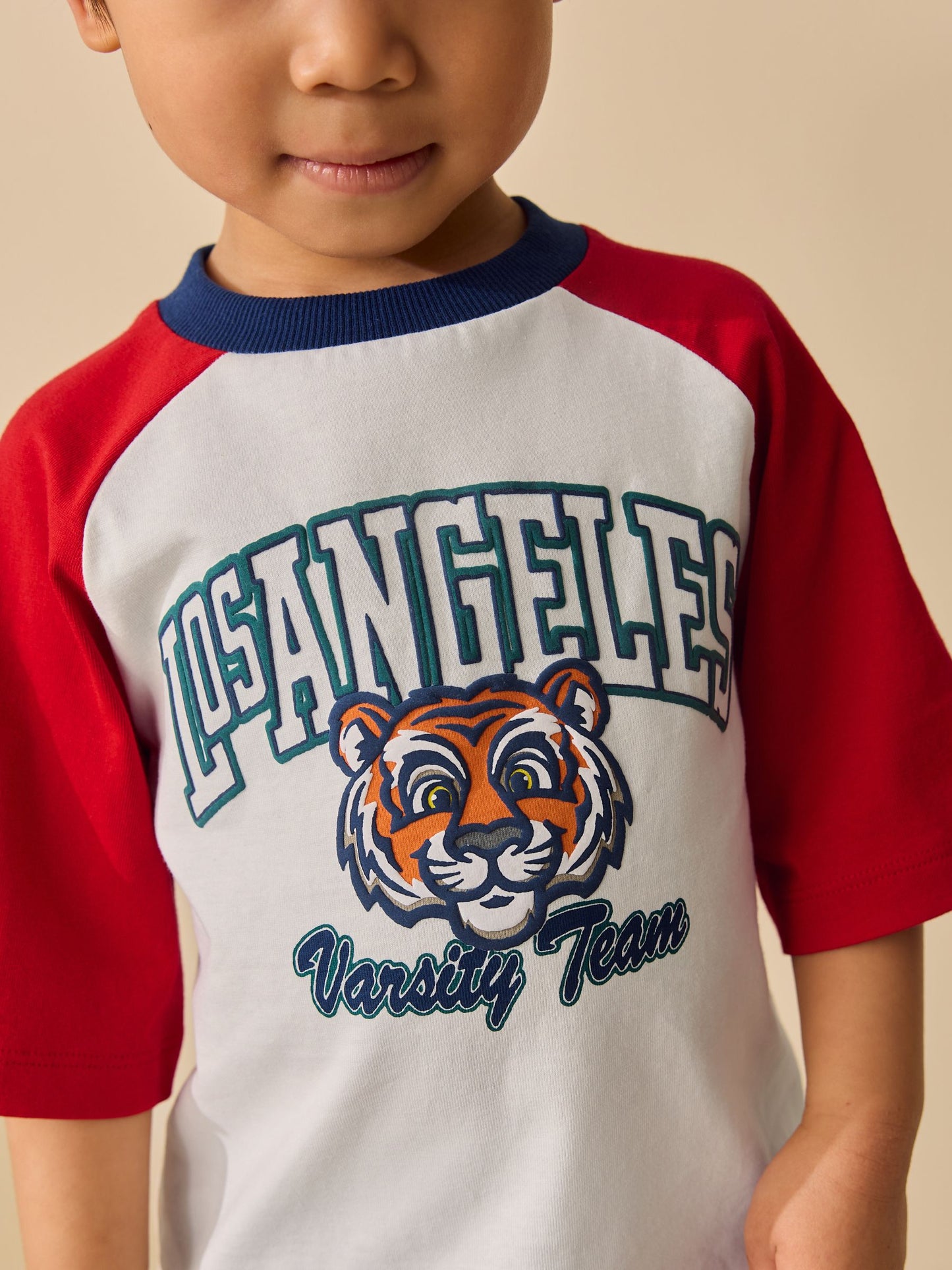 Dsiney Kidz - White/Burgundy Raglan Varsity Tiger Short Sleeve Graphic T-Shirt (3mths-7yrs) image 4