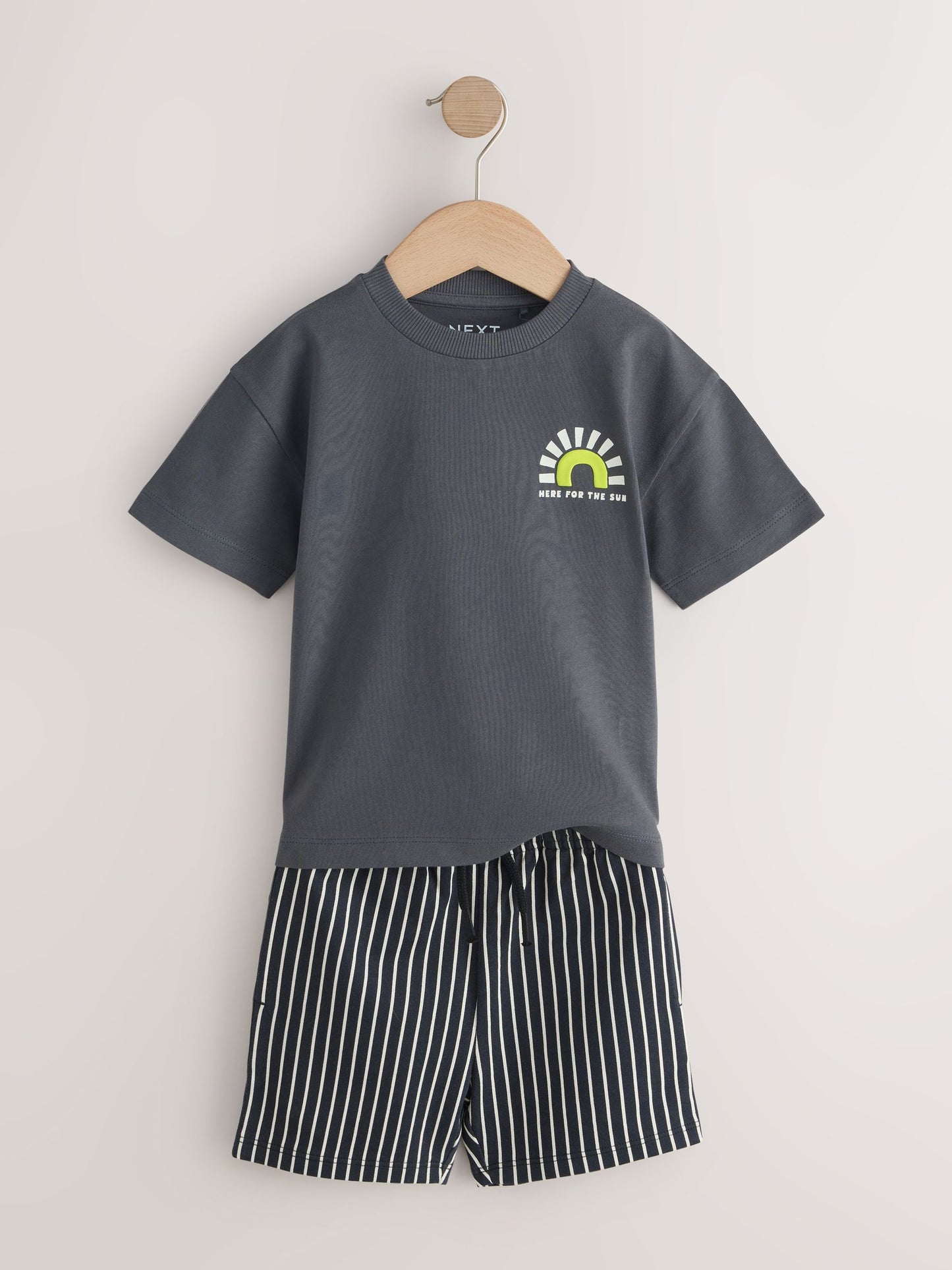 Black/Tan Waves Short Sleeve T-Shirt and Shorts Set 2 Pack (3mths-7yrs) image 10