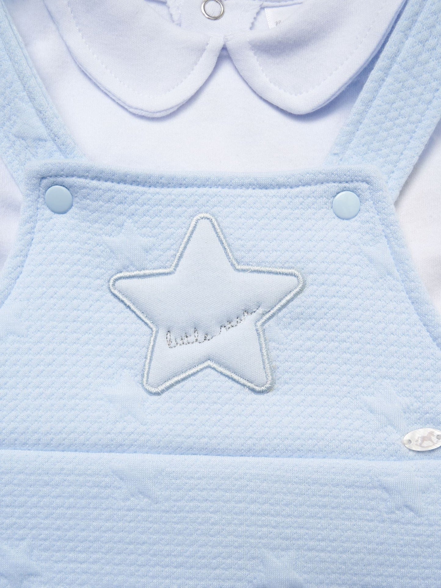 Rock-A-Bye Baby Boutique Blue Quilted Dungarees And T-Shirt Set image 3