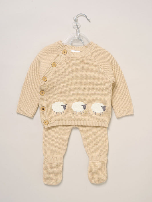Rock-A-Bye Baby Boutique Brown True Knit Elephant Cardigan And Footed Trousers Outfit Set image 2