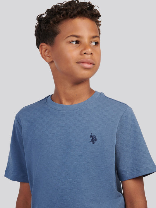 Dsiney Kidz - U.S. Polo Assn Blue Boys Check Texture T-Shirt image 2