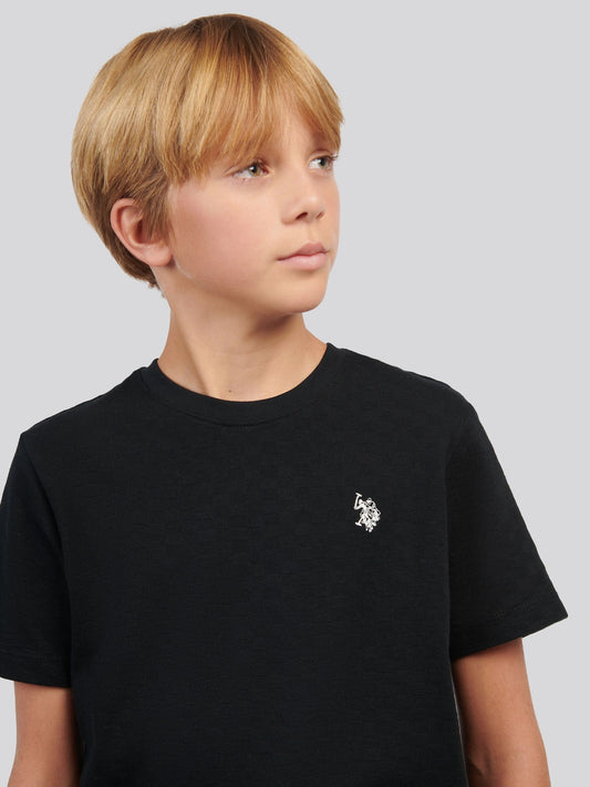 U.S. Polo Assn Black Boys Check Texture T-Shirt image 2