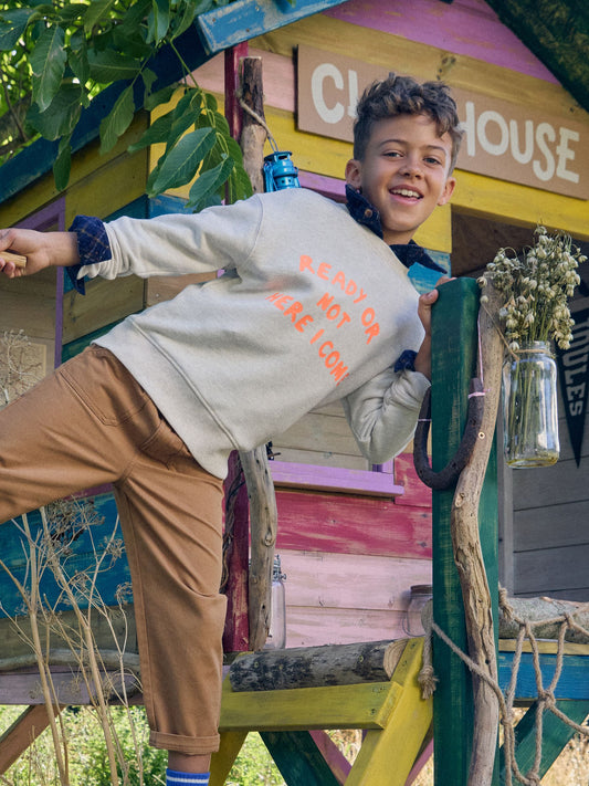 Dsiney Kidz - Joules Kids' Sundaze Oat Neon Slogan Crew Neck Sweatshirt image 2