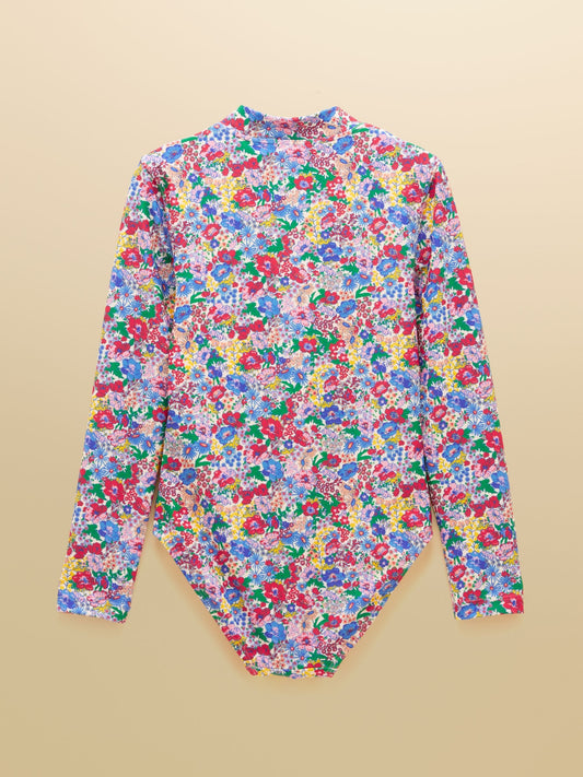 Dsiney Kidz - Joules Girls' Pink Ditsy Long Sleeve Sunsafe Swimsuit image 2