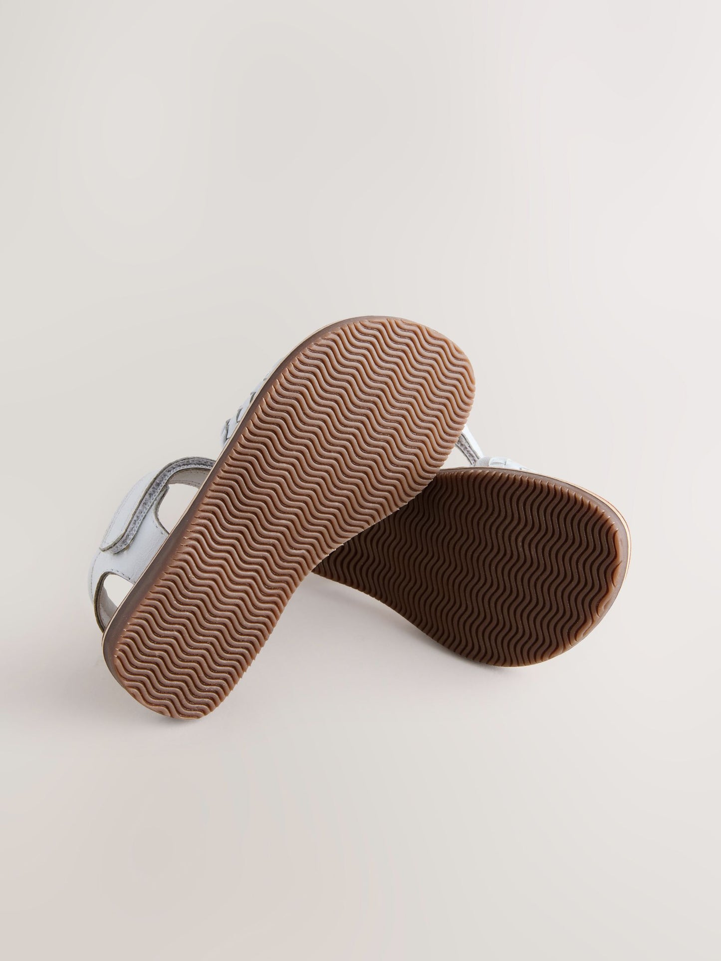 White Wide Fit (G) Leather Twist Sandals with Touch Fastening image 6