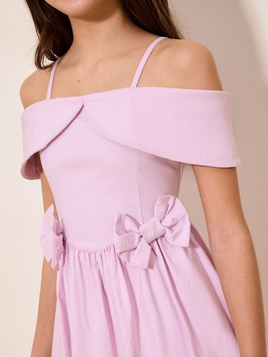Dsiney Kidz - Lipsy Lilac Purple Bardot Puffball Dress (5-16yrs) image 2