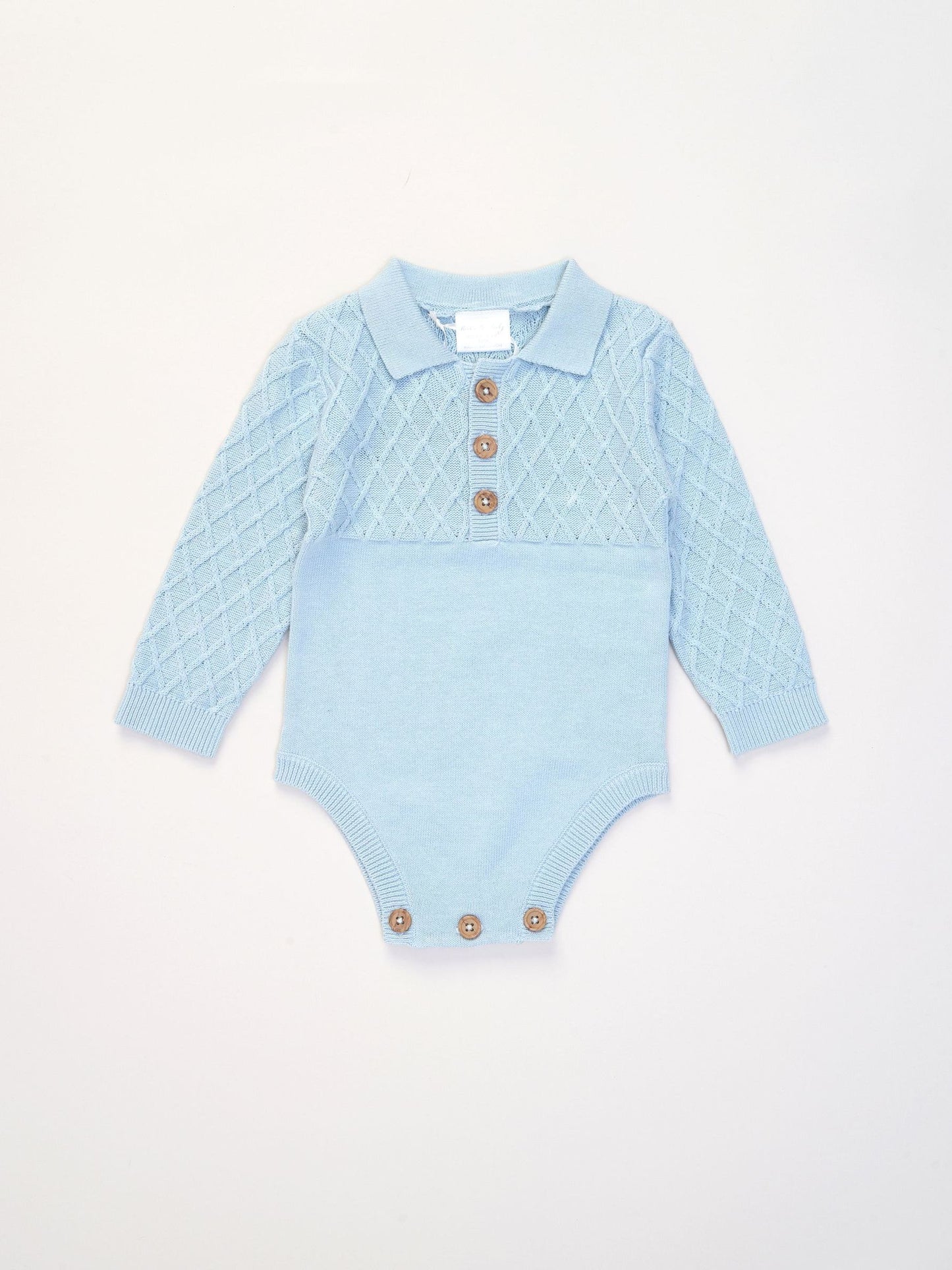 Rock-A-Bye Baby Boutique Blue True Knit Bodysuit With Rib Leggings And Hat Outfit Set image 3