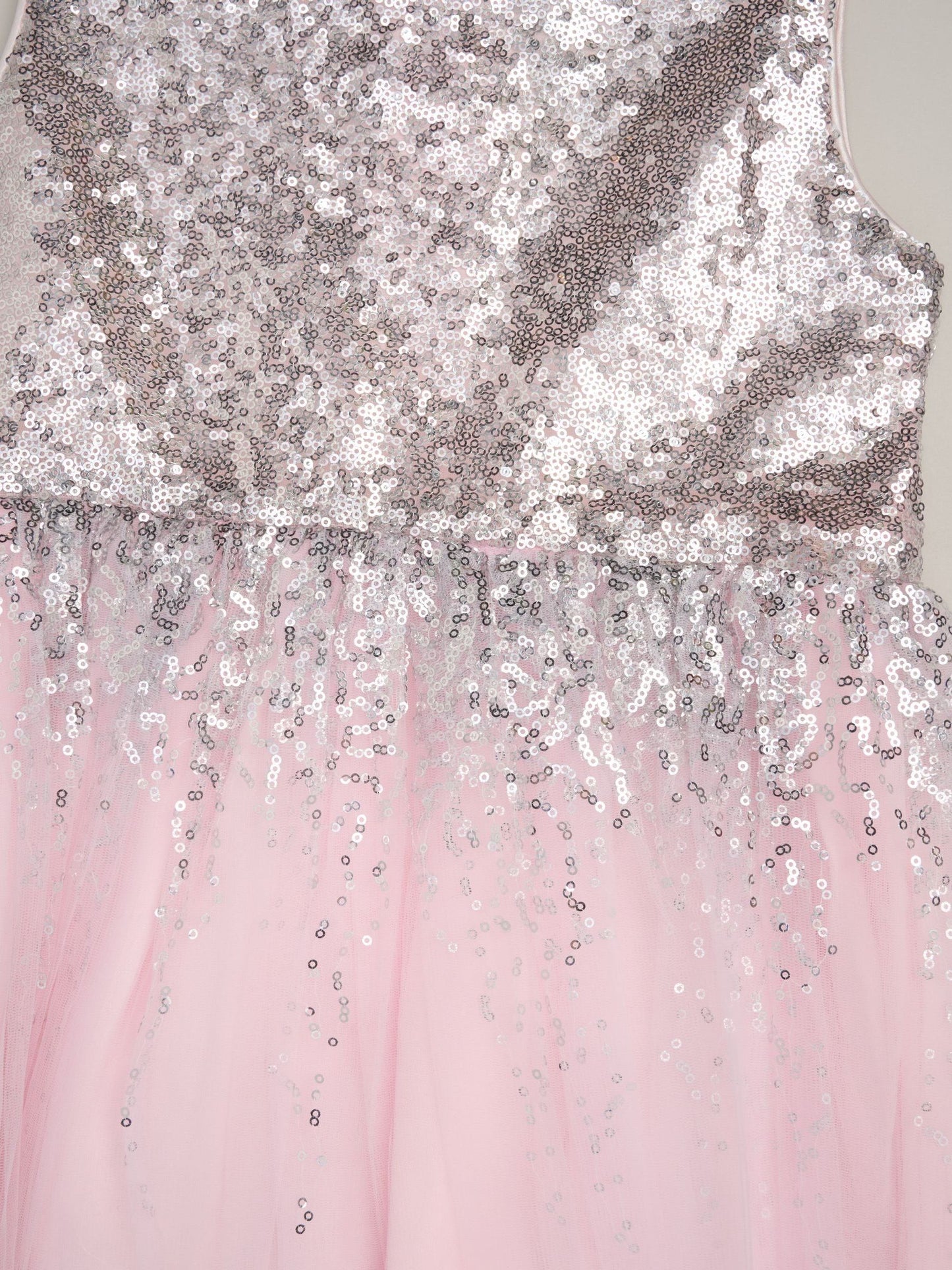 Miss Light Pink Waterfall Sequin Dress And Faux Fur Bolero Set image 4