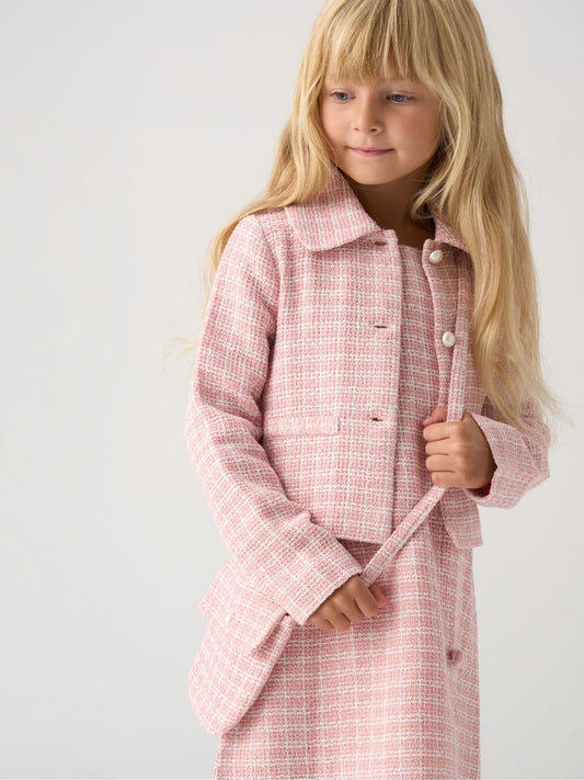 Dsiney Kidz - Miss Pink Tweed Check Jacket, Dress And Bag Set image 2