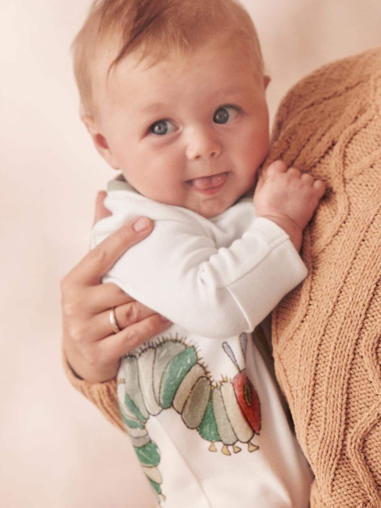 Mori Cream Supersoft Very Hungry Caterpillar Placement Print Two Way Zip Sleepsuit image 3