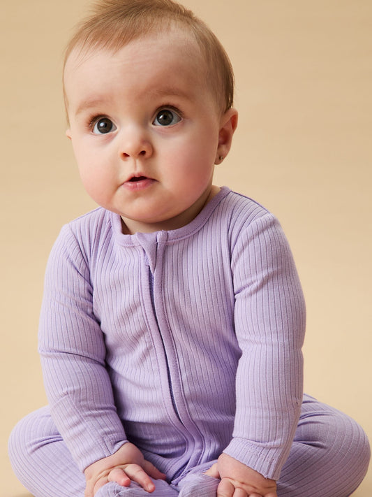 MORI Lilac Stretch Supersoft 2 Way Zip Sleepsuit image 2