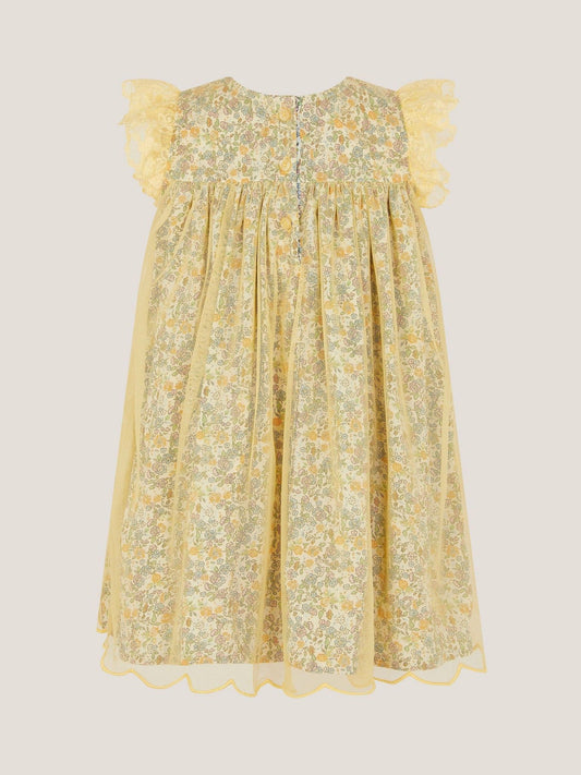 Monsoon Yellow Baby Darcie Ditsy Floral Mesh Dress image 2