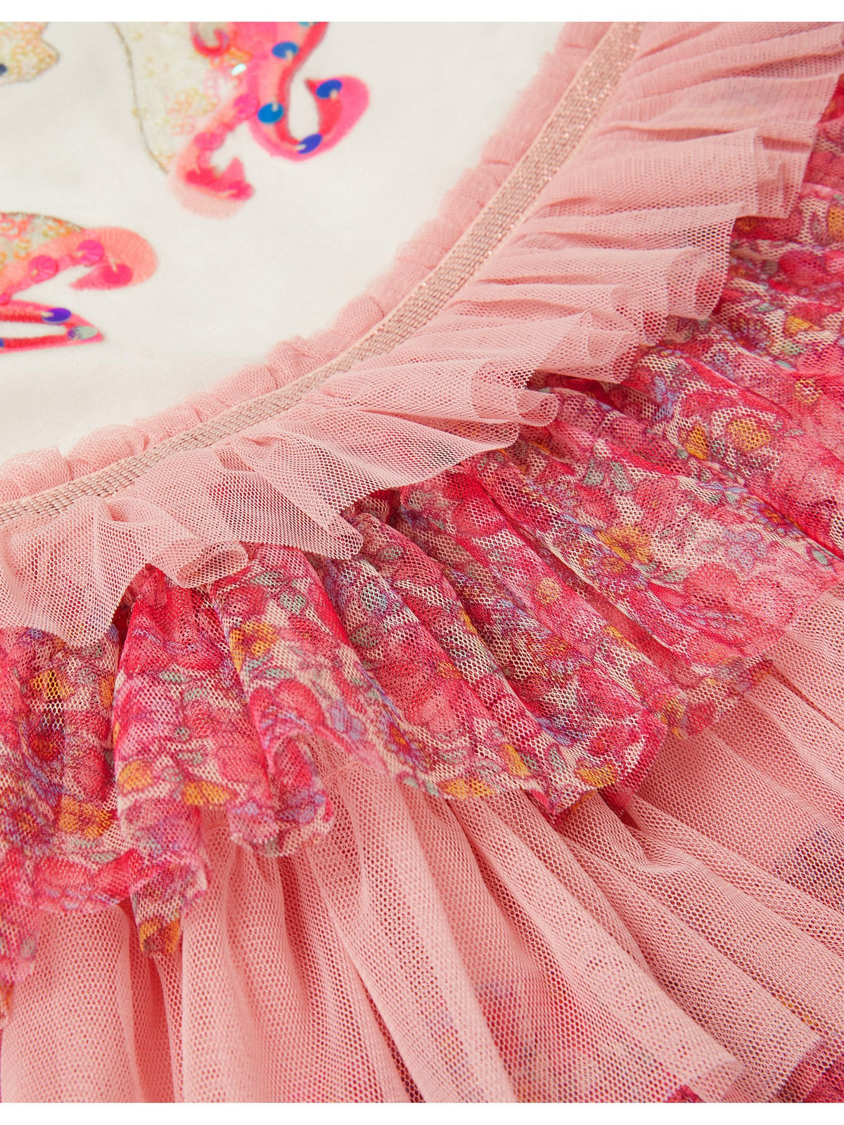 Dsiney Kidz - Monsoon Pink Sequin Unicorn Ruffle Tiered Dress image 4